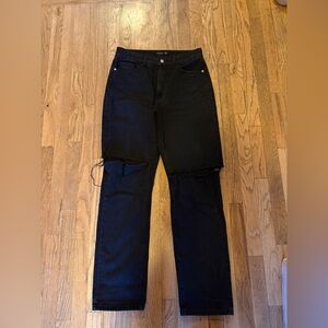 Nasty Gal Black High Rise Distressed Jeans